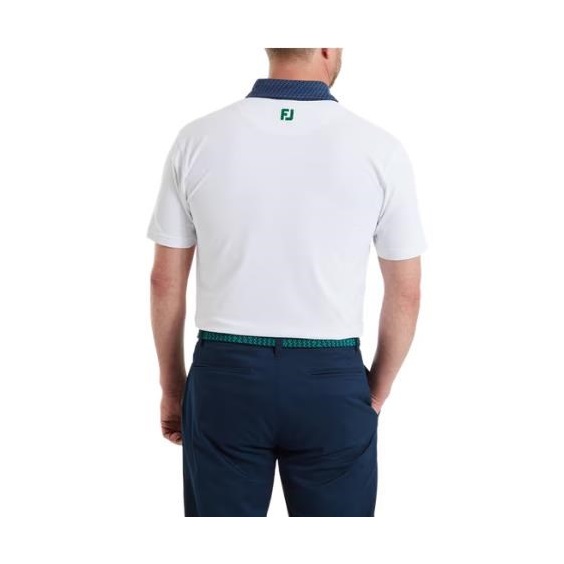FootJoy Star Geo Trim Pique Herren Poloshirt, weiss