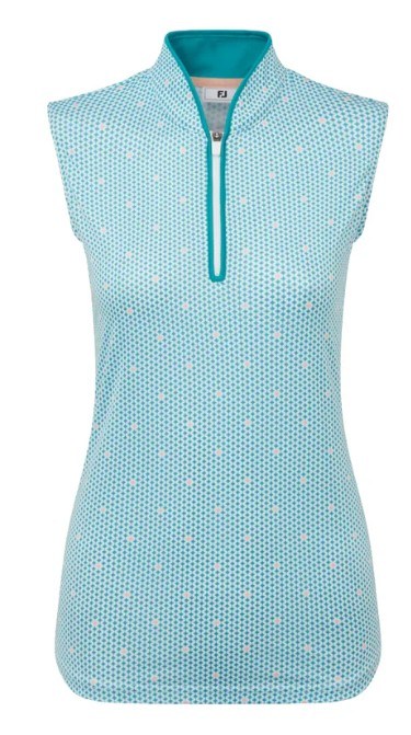 FootJoy Zip Front Tank Printed Damen Poloshirt, blue/white/peach