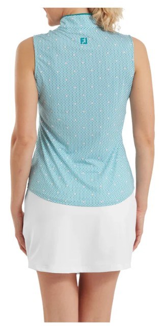 FootJoy Zip Front Tank Printed Damen Poloshirt, blue/white/peach