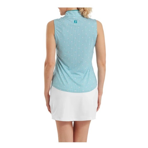 FootJoy Zip Front Tank Printed Damen Poloshirt, blue/white/peach