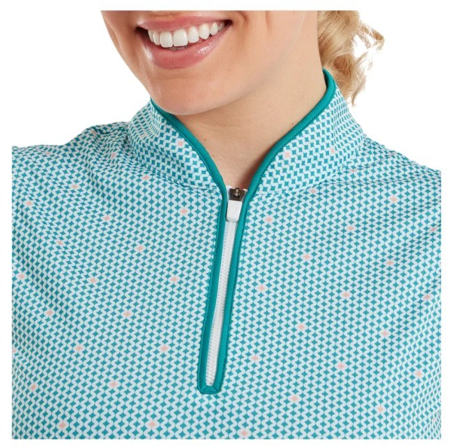 FootJoy Zip Front Tank Printed Damen Poloshirt, blue/white/peach