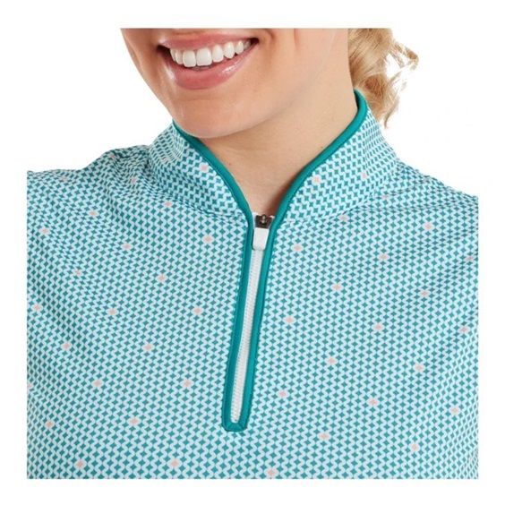 FootJoy Zip Front Tank Printed Damen Poloshirt, blue/white/peach