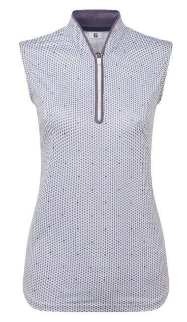 FootJoy Zip Front Tank Printed Damen Poloshirt, navy/white/dusty violet