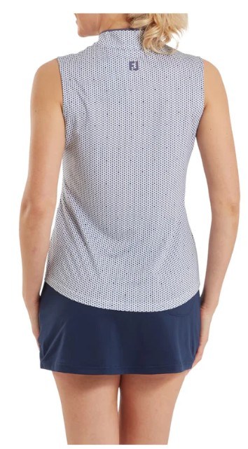 FootJoy Zip Front Tank Printed Damen Poloshirt, navy/white/dusty violet