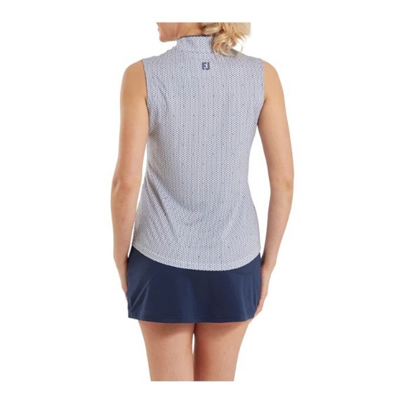 FootJoy Zip Front Tank Printed Damen Poloshirt, navy/white/dusty violet