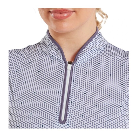 FootJoy Zip Front Tank Printed Damen Poloshirt, navy/white/dusty violet