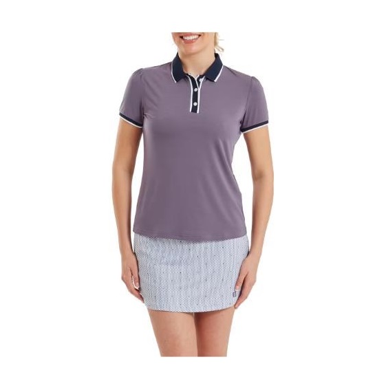 FootJoy Cap Sleeve Damen Poloshirt, dusty violet/navy