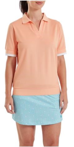 FootJoy Texture Knit Herren Poloshirt, desert peach/white