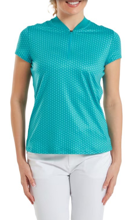 FootJoy Zip Blade Damen Poloshirt, tonal tile blue print
