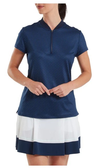 FootJoy Zip Blade Damen Poloshirt, tonal tile navy print