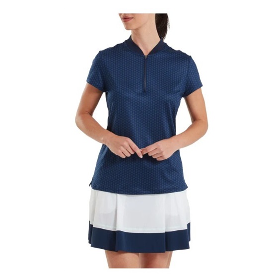 FootJoy Zip Blade Damen Poloshirt, tonal tile navy print