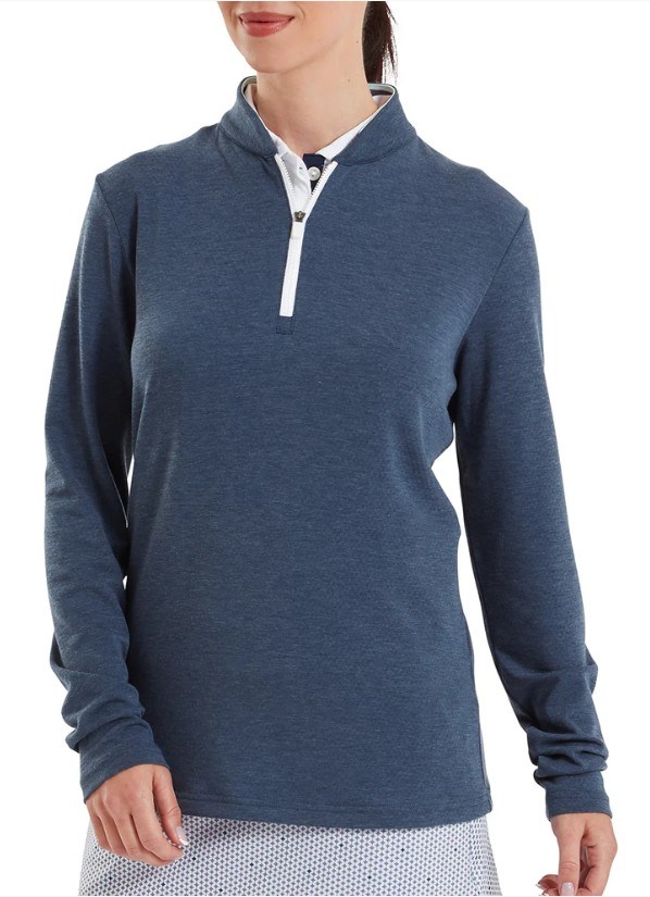 FootJoy 1/4 Zip Blade Collar Midlayer Damen Sweatshirt, navy/dusty violet/glacial blue