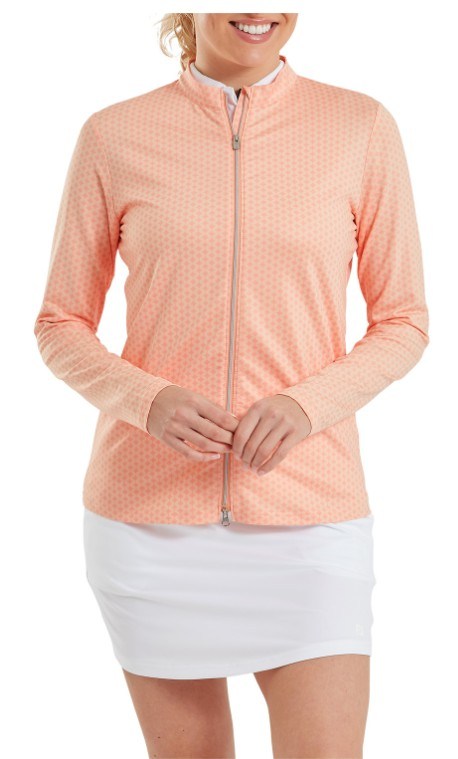 FootJoy MIDLAYER FULL ZIP PRINTED Damen Sweatshirt, desert peach