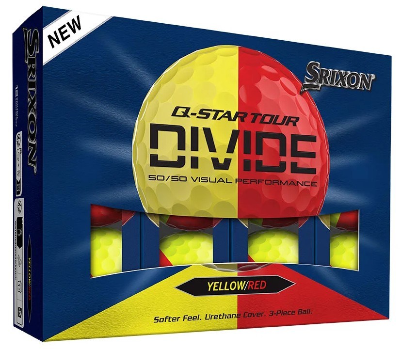 Srixon Q-Star Tour Divide Golfbälle, gelb/rot