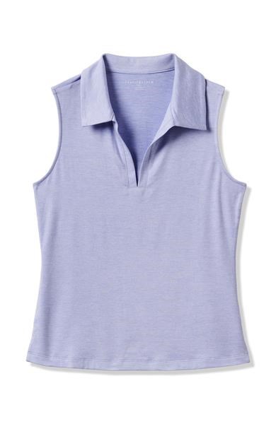 Travis Mathew Skyloft Light ärmelloses Damen-Polo, heather soft blue