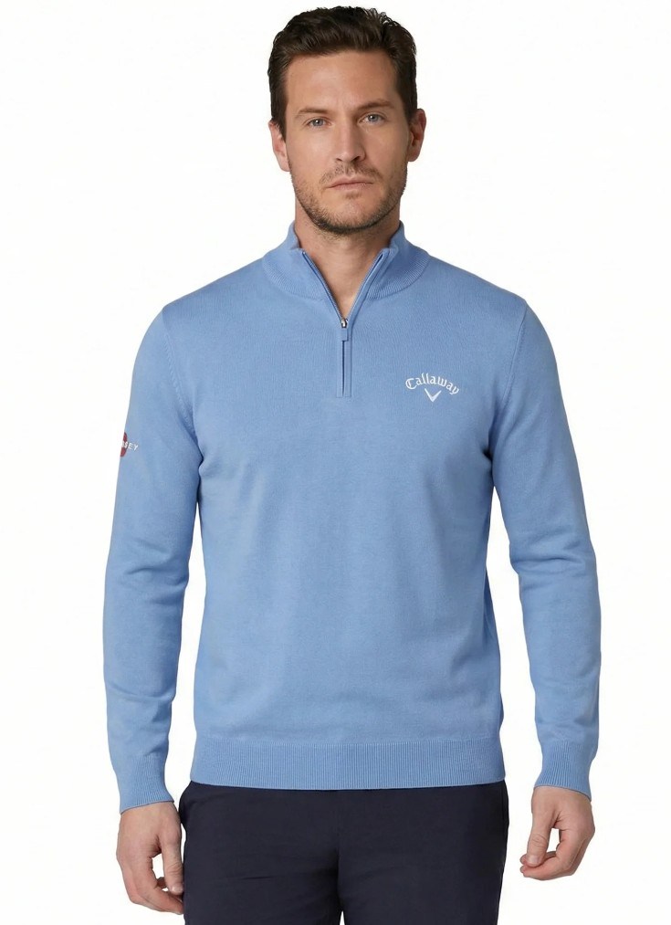 Callaway 1/4 Zip Mock Herren Pullover, vista blue