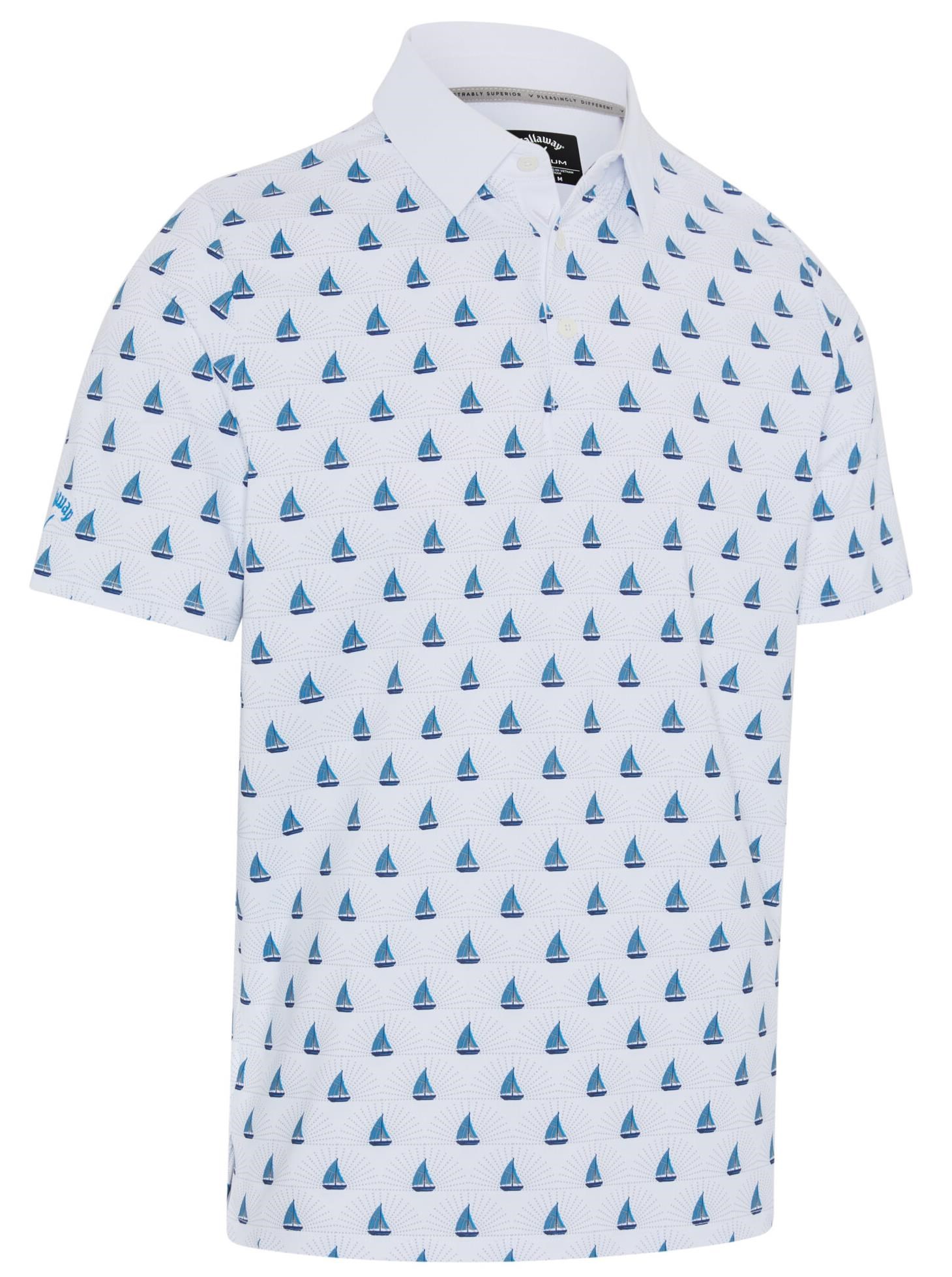 Callaway Sailboat Sunset Geo Print Herren Poloshirt, bright white