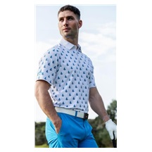 Callaway Sailboat Sunset Geo Print Herren Poloshirt, bright white