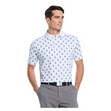 Callaway Sailboat Sunset Geo Print Herren Poloshirt, bright white