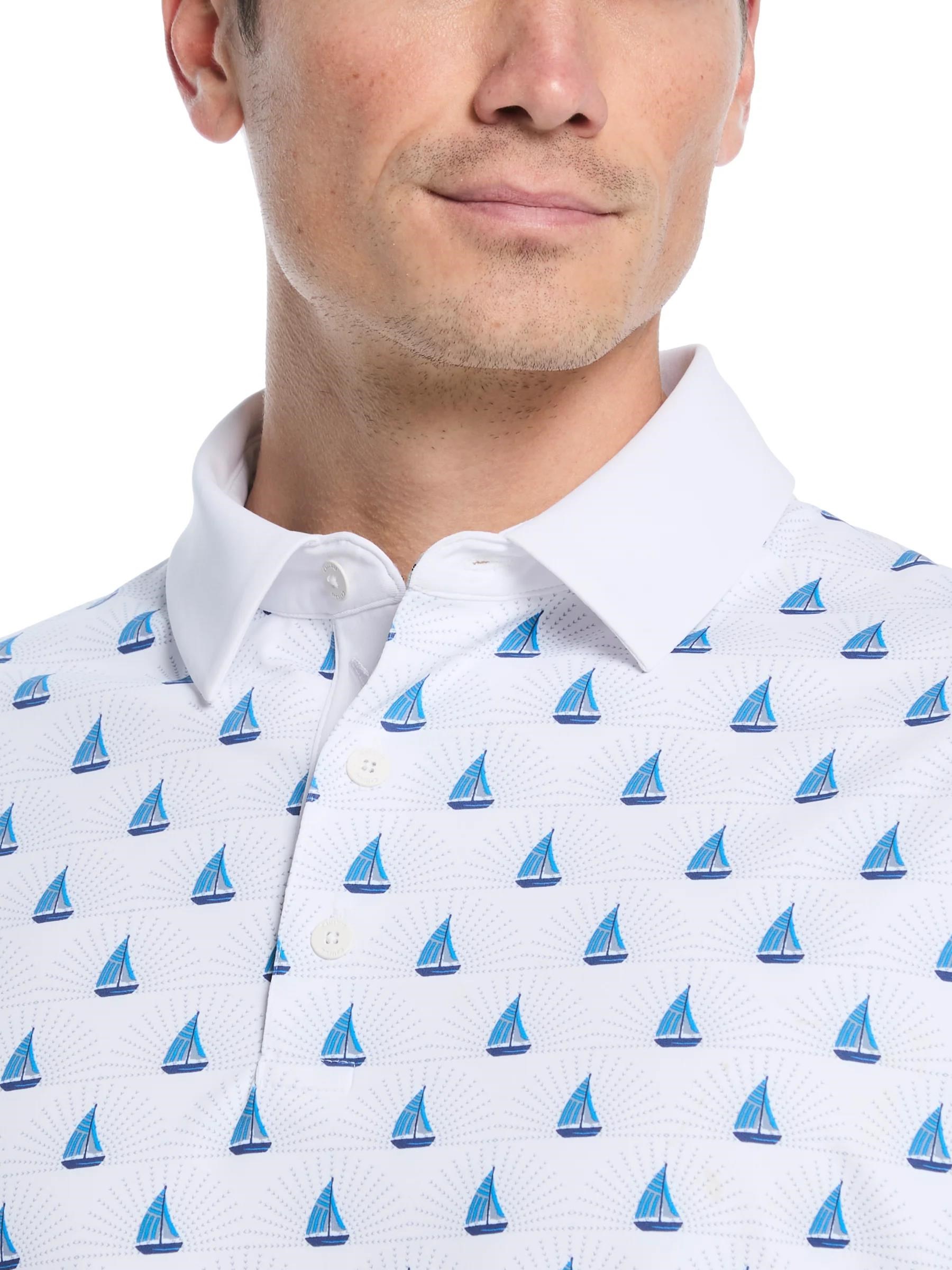 Callaway Sailboat Sunset Geo Print Herren Poloshirt, bright white
