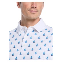 Callaway Sailboat Sunset Geo Print Herren Poloshirt, bright white