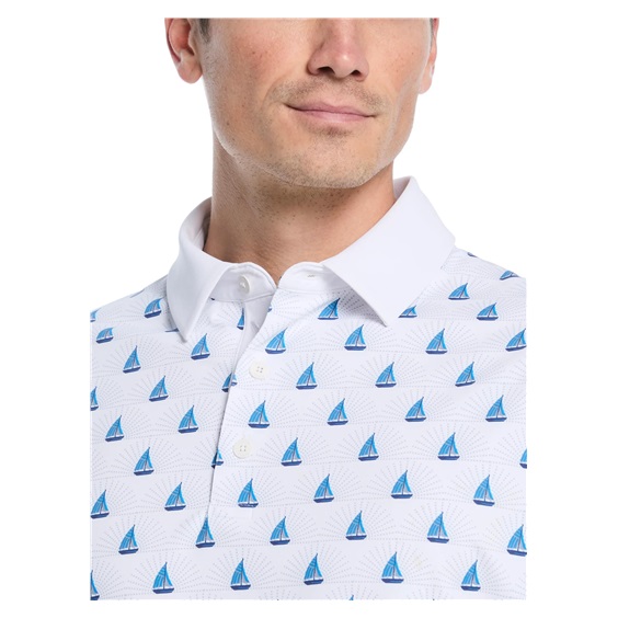 Callaway Sailboat Sunset Geo Print Herren Poloshirt, bright white