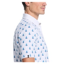 Callaway Sailboat Sunset Geo Print Herren Poloshirt, bright white