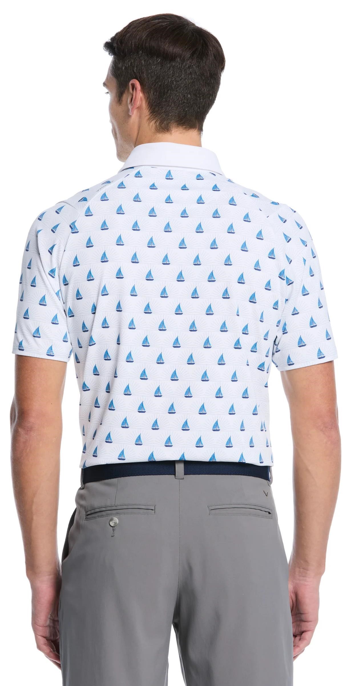 Callaway Sailboat Sunset Geo Print Herren Poloshirt, bright white