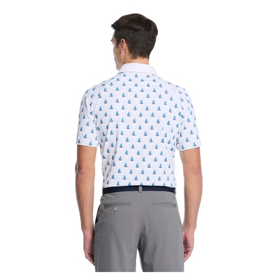 Callaway Sailboat Sunset Geo Print Herren Poloshirt, bright white