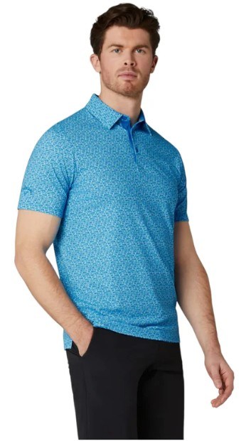 Callaway Tile Gingham Print Herren Poloshirt, brilliant blue