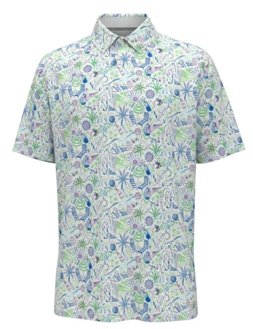 Callaway Nautical Conversational Print Herren Poloshirt, bright white