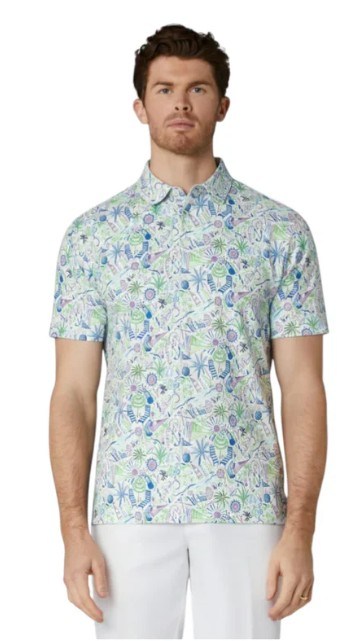 Callaway Nautical Conversational Print Herren Poloshirt, bright white