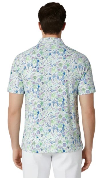 Callaway Nautical Conversational Print Herren Poloshirt, bright white