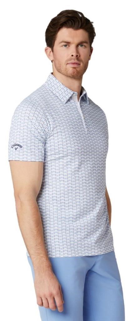 Callaway Albatross Geo Print Herren Poloshirt, bright weiss
