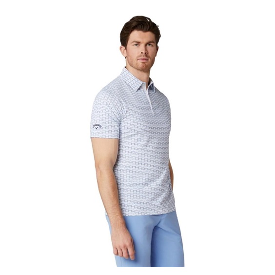 Callaway Albatross Geo Print Herren Poloshirt, bright weiss
