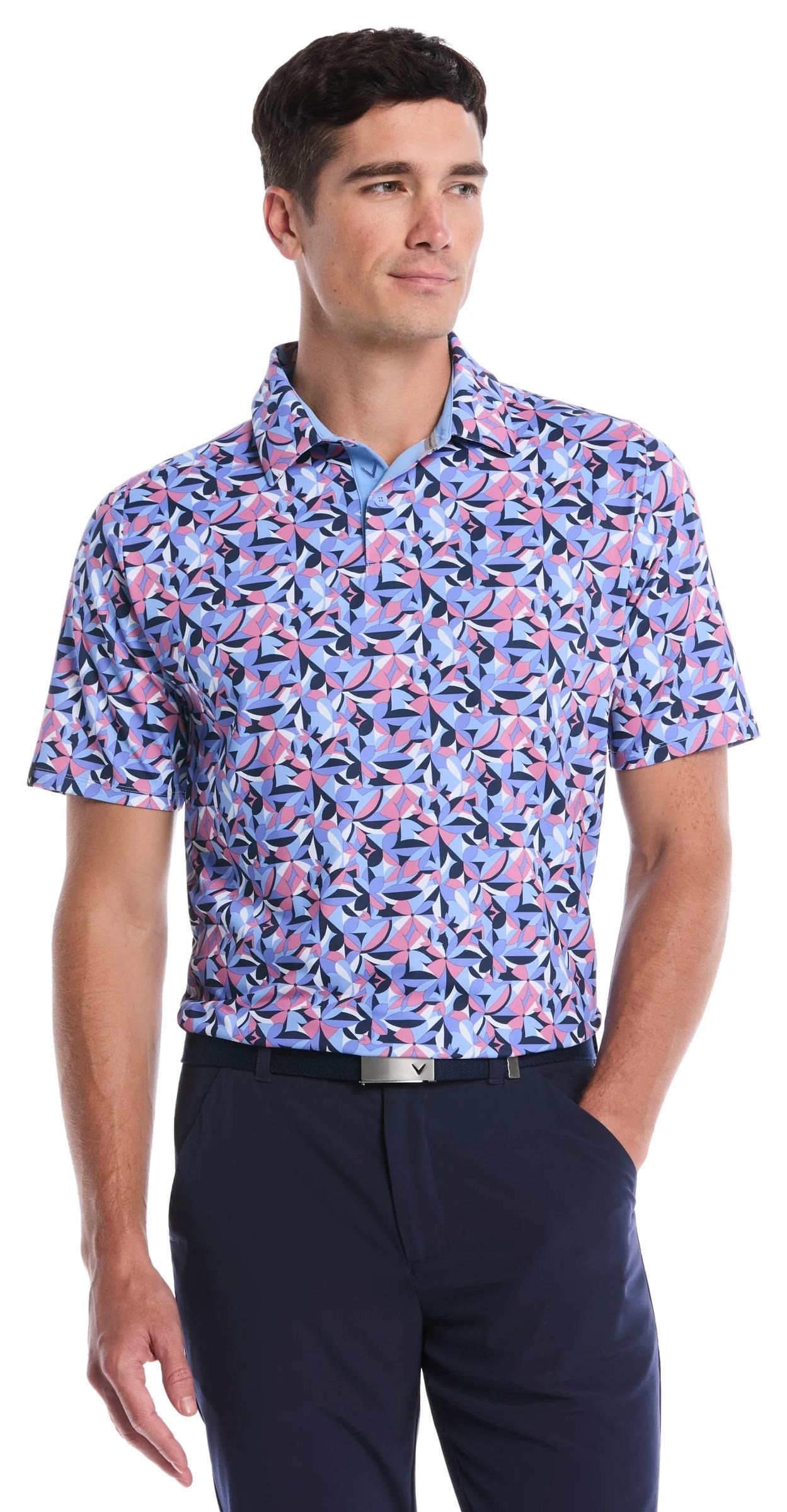 Callaway Dogwood Floral Geo Herren Poloshirt, vista blau