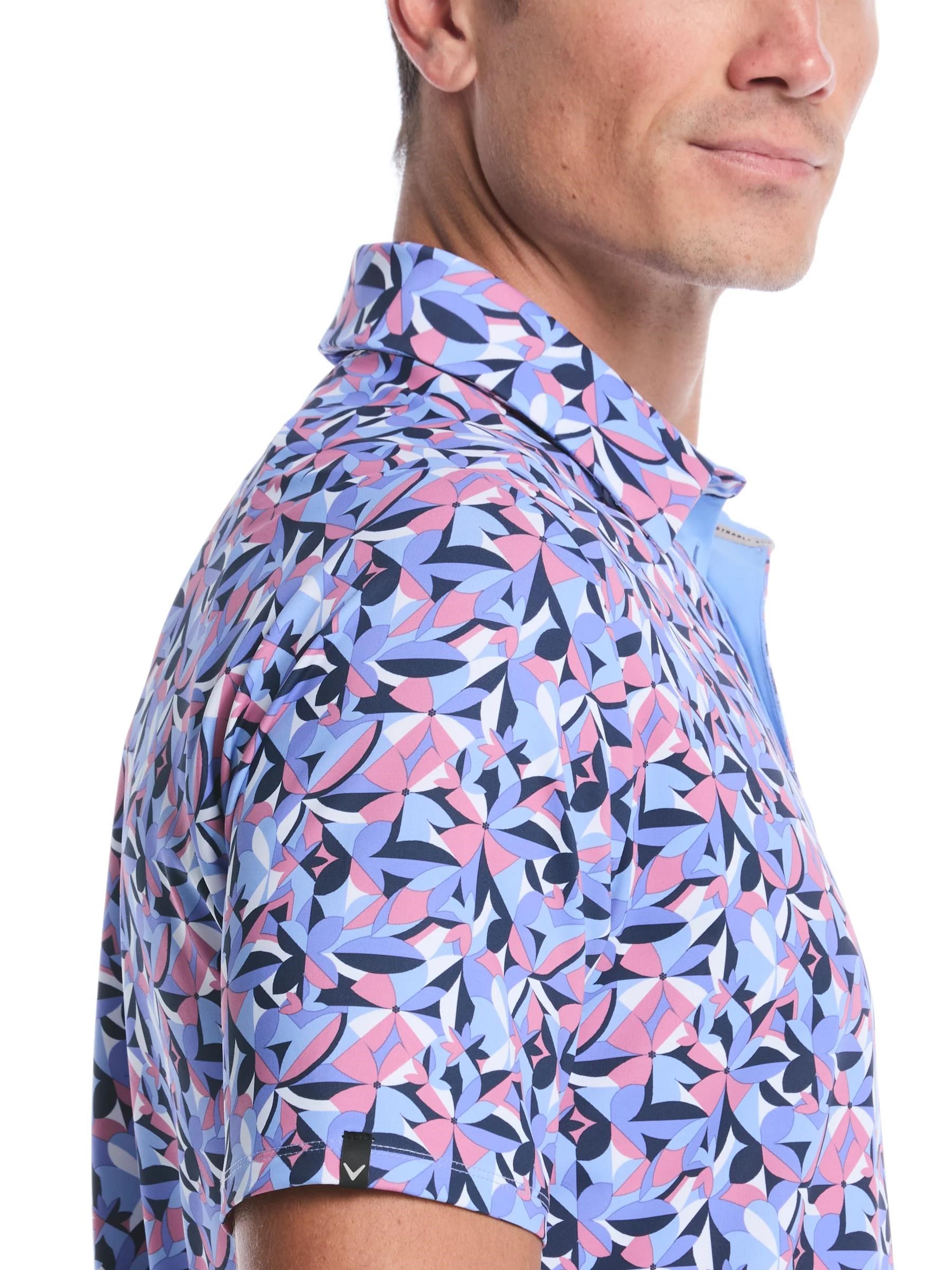 Callaway Dogwood Floral Geo Herren Poloshirt, vista blau