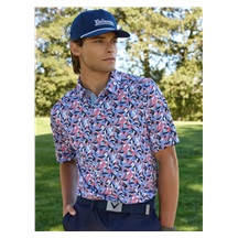 Callaway Dogwood Floral Geo Herren Poloshirt, vista blau