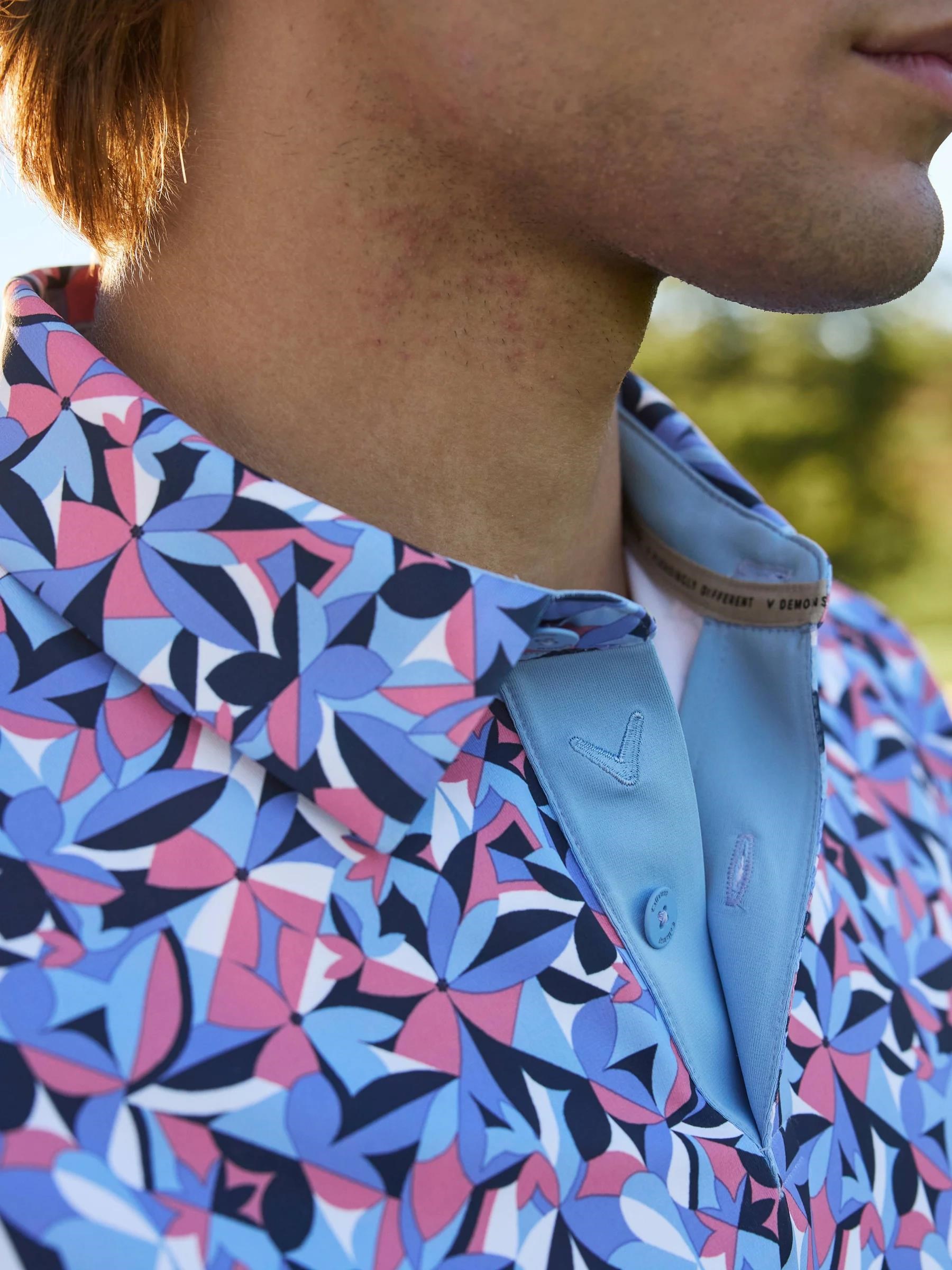 Callaway Dogwood Floral Geo Herren Poloshirt, vista blau