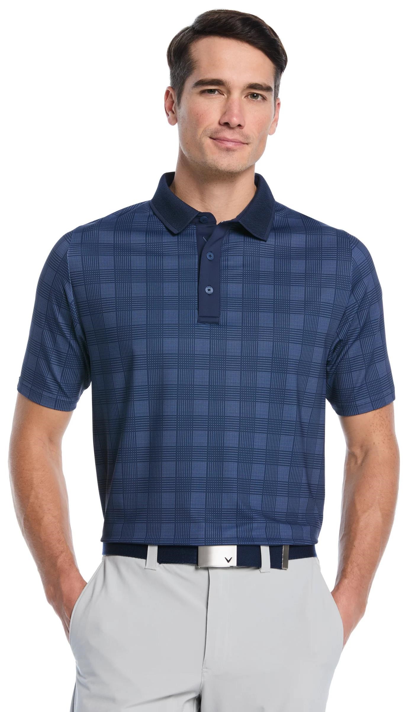 Callaway ChevPlaid Print Herren Poloshirt, dunkelblau