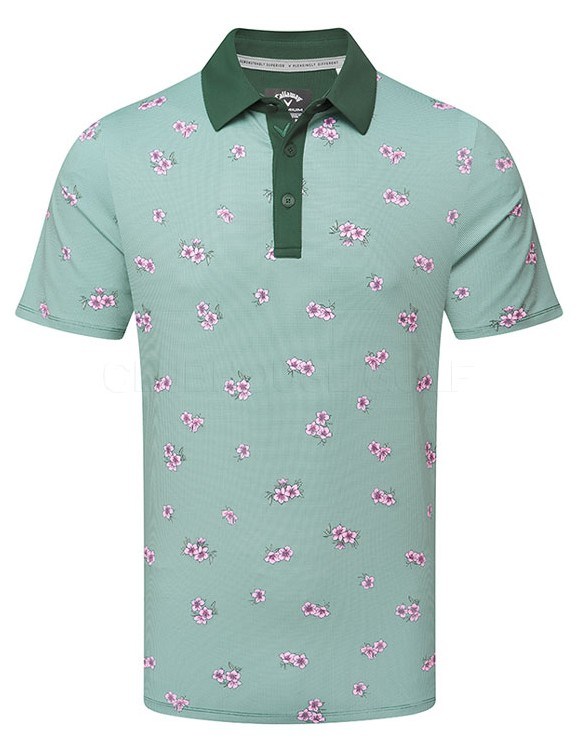 Callaway Azalea Gingham Print Herren Poloshirt, galapagos green