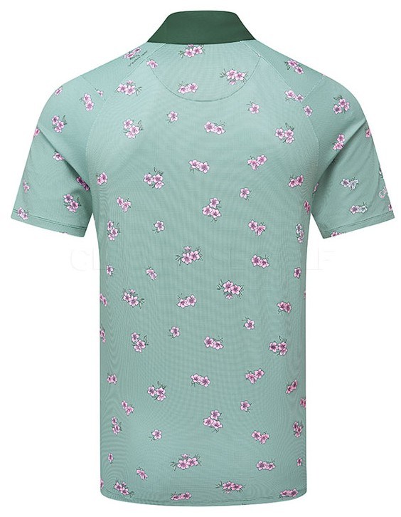 Callaway Azalea Gingham Print Herren Poloshirt, galapagos green