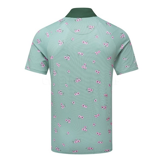Callaway Azalea Gingham Print Herren Poloshirt, galapagos green