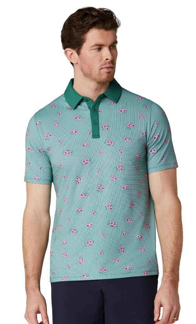 Callaway Azalea Gingham Print Herren Poloshirt, galapagos green