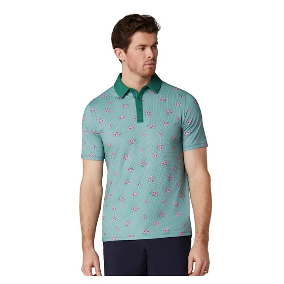 Callaway Azalea Gingham Print Herren Poloshirt, galapagos green