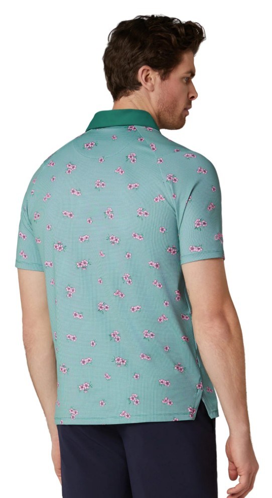 Callaway Azalea Gingham Print Herren Poloshirt, galapagos green