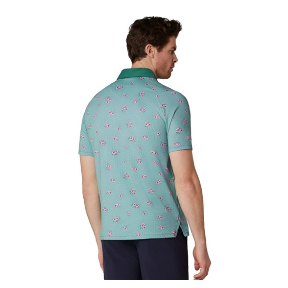 Callaway Azalea Gingham Print Herren Poloshirt, galapagos green