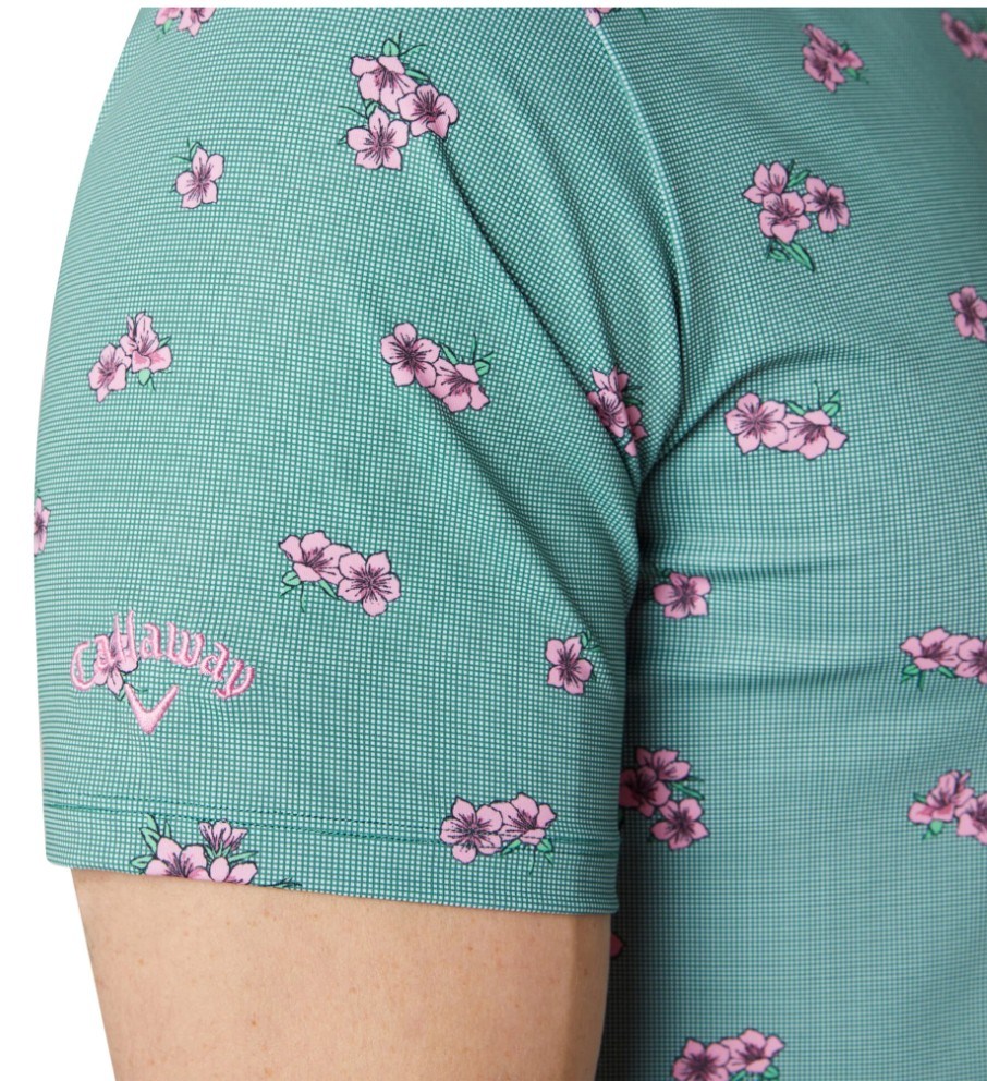 Callaway Azalea Gingham Print Herren Poloshirt, galapagos green
