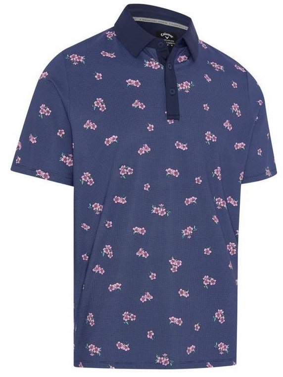 Callaway Azalea Gingham Print Herren Poloshirt, peacoat