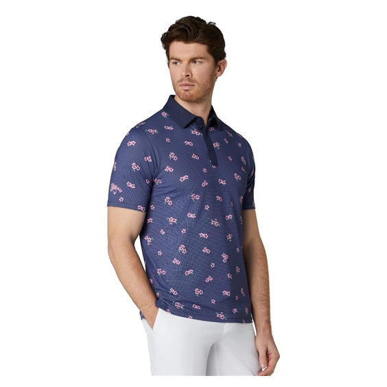 Callaway Azalea Gingham Print Herren Poloshirt, peacoat